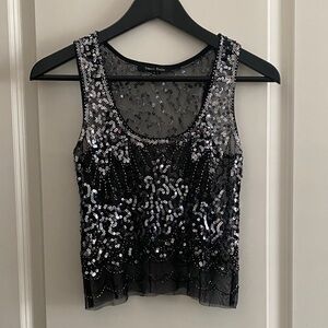 Sweet Rain Black and Silver Sequin Tank Top
